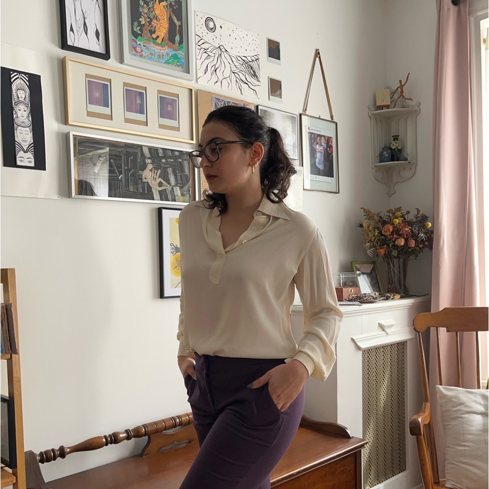 True vintage bell-sleeve Valentino silk blouse